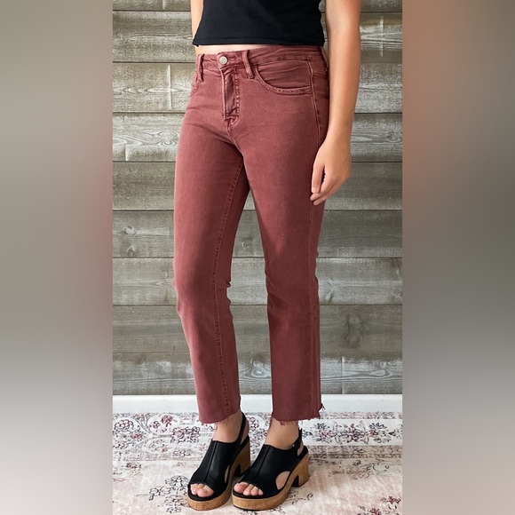 Lovervet Denim - lovervet denim tummy control wine straight leg crop jeans raw hem LV1200WI